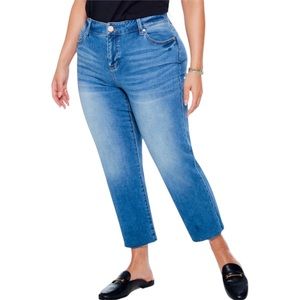 NWT Liverpool Women’s Plus Size Straight Crop Jeans with Raw Hem Size 24W